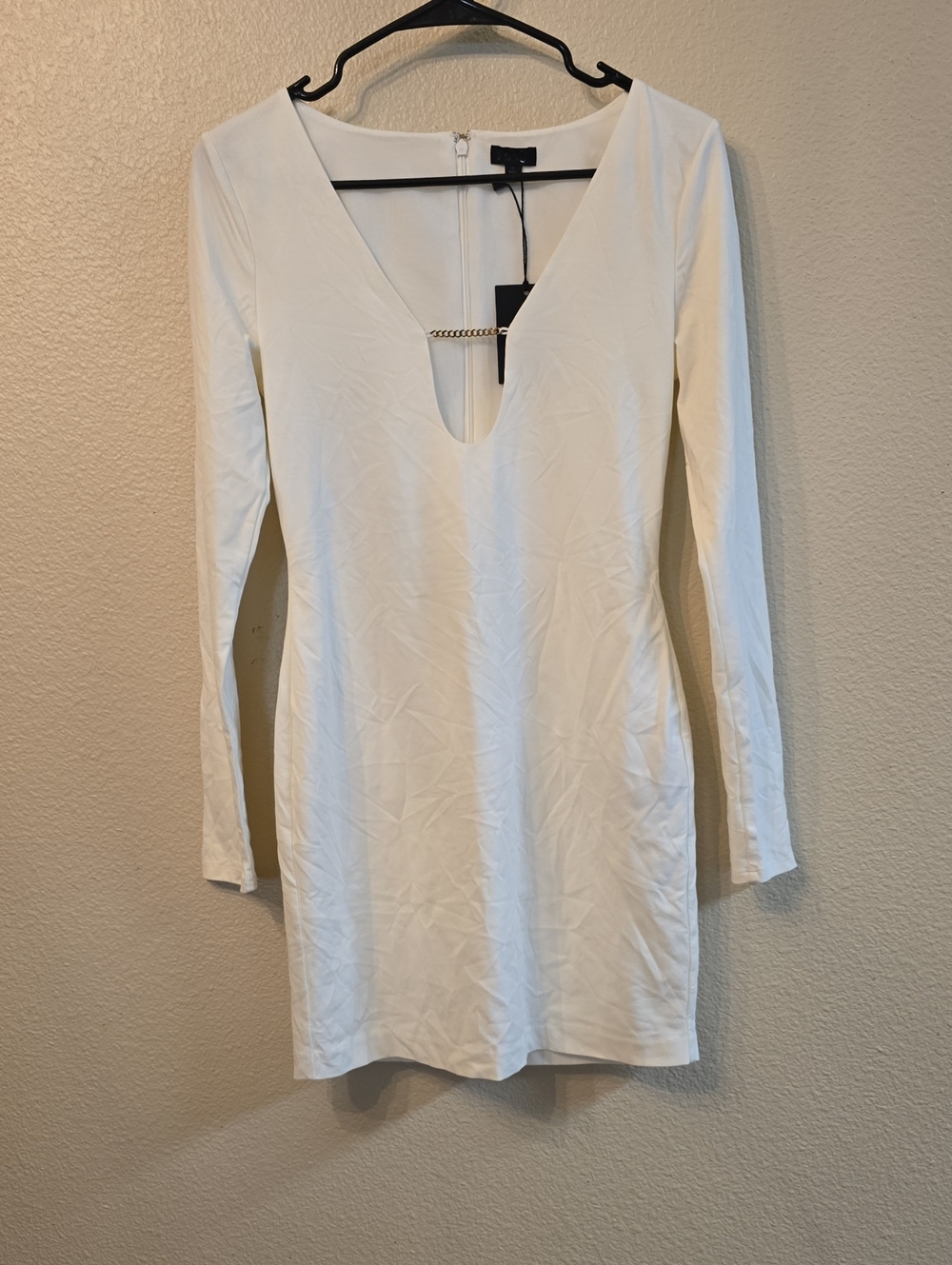Women's NEVAEH Long-Sleeve Plunge V-Neck Mini Dress - White